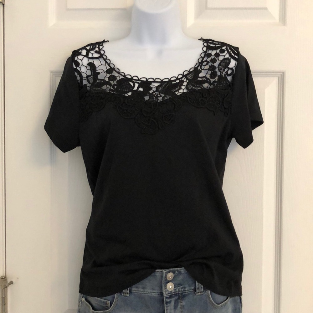 Venus Lace Top Tee with Sparkle